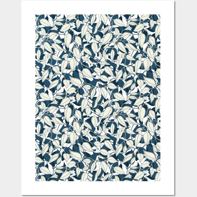 Minimalist Leaf Line Art Illustration as a Seamless Surface Pattern Design Wall Art by zarya_kiqo